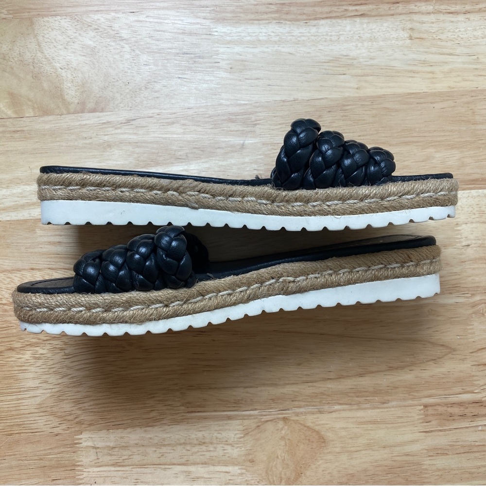 MIDAS "Shelles" Black Plaited Leather Slip On Sandals Slides Size 39 RRP $190 - Picture 7 of 11